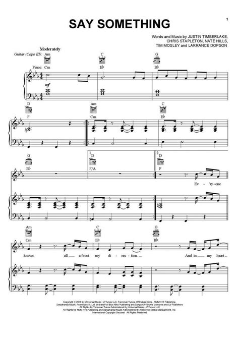 Say Something Piano Sheet Music