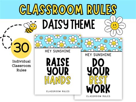 Classroom Rules Daisy Themed Printable Posters