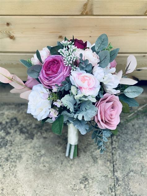 Dusky Blush Pink Artificial Bridal Bouquet Blush Pink Silk Wedding