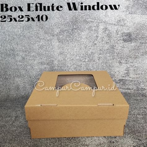 Box Kardus Window Corugated Eflute Die Cut Untuk Hampers Kue Packing Online Ukuran 25x25x10