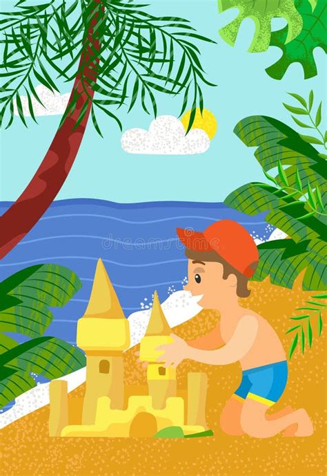 Boy Building Sandcastle Stock Illustrations 194 Boy Building