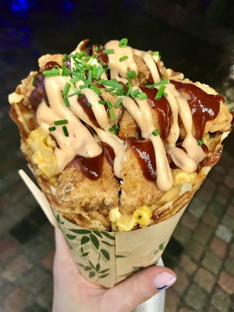 Buttermilk Fried Chicken Mac N Cheese Waffle Cone Savory Waffle Cone