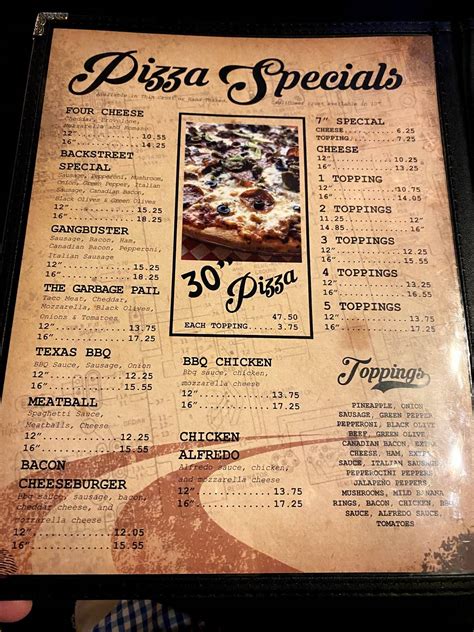 Menu at Backstreet Pizza pizzeria, Sullivan, 523 S Section St