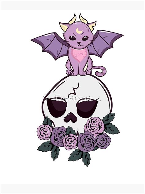 "Creepy Pastel Goth Cat Skull Gothic Aesthetic Girl" Poster for Sale by ...