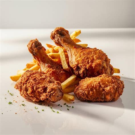 Premium Photo Delicious Fried Chicken On The Plate White Background