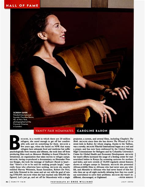 Caroline Baron, FilmAid International Founder | Vanity Fair