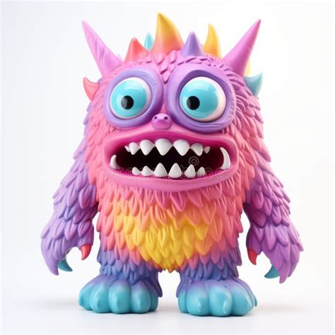 Colorful Monster Vinyl Toy On White Background Realistic Hyper