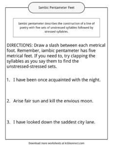 Iambic Pentameter Examples, Definition and Worksheets | KidsKonnect