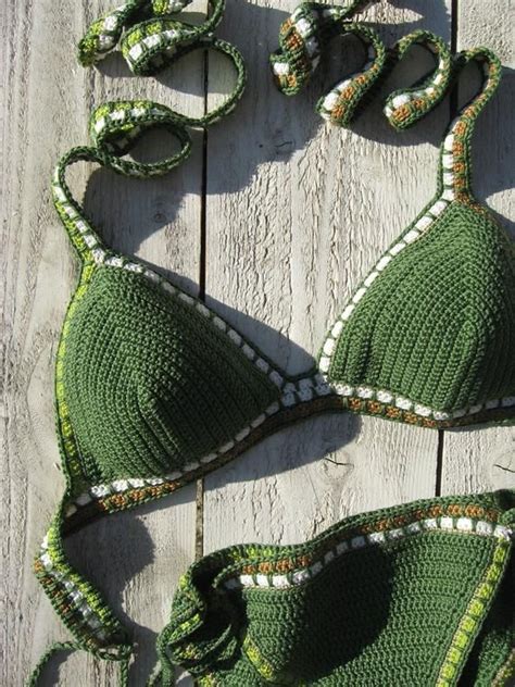 Set Bikini All Uncinetto Bikini Kiini Verde Oliva All Uncinetto Costumi