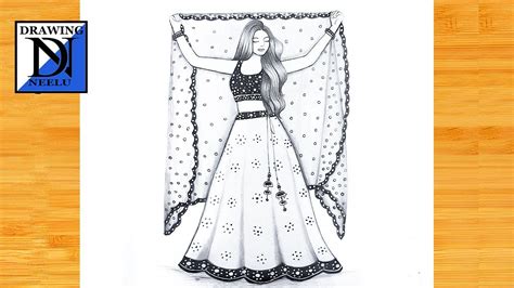 How To Draw A Girl Traditional Lehenga Beautiful Lehenga Drawing