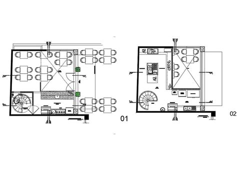 Ground and first floor plan details of bar dwg file - Cadbull