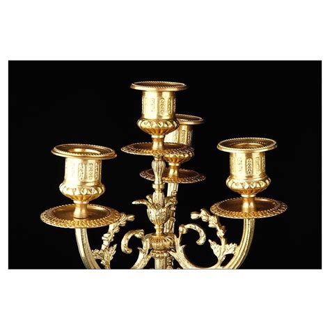 Hermosa Pareja de Candelabros en Bronce Dorado y Mármol Francia Siglo XIX