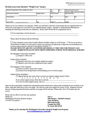 Fillable Online Weightlosssurgery Wustl Revision To Previous Bariatric