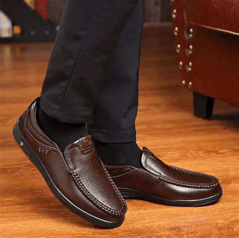 Dressye Mens Genuine Leather Soft Insole Casual Business Slip On