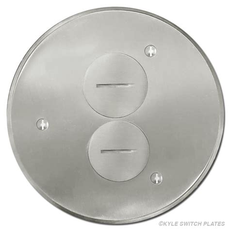 Round Recessed Floor Duplex Outlet Box Cover - Nickel