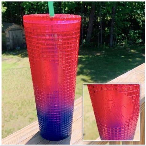 Starbucks Summer 2022 Watermelon Pink Indigo Blue Ombre Venti Grid