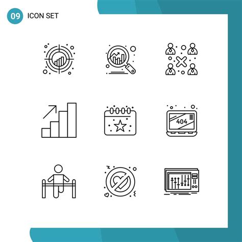 conjunto de 9 iconos de ui modernos símbolos signos para fecha