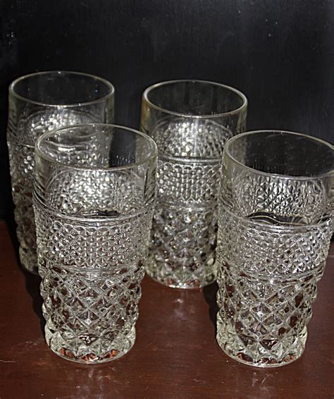 Vintage Set Of Four Anchor Hocking Wexford By Queenieseclectic