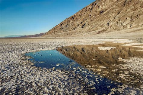 Bad Water Reflection in Death Valley National Park Stock Image - Image ...