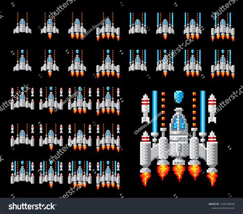 Space Ship 8 Bit Pixel Art Stock Vector (Royalty Free) 1456738928 ...