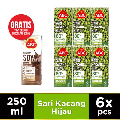 ABC Minuman Sari Kacang Hijau 250 Ml Multipack 6 Pcs Free ABC Soya