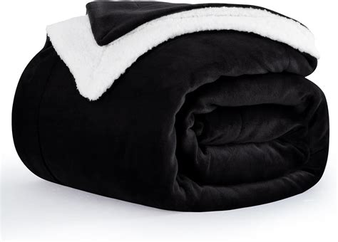 Aisbo Sherpa Fleece Blanket Black Throws Thick Warm Soft Throw