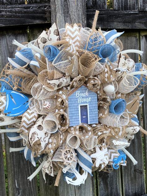 Beach Themed Wreath Beach Decor Beach House Wreath Beach Etsy Beach