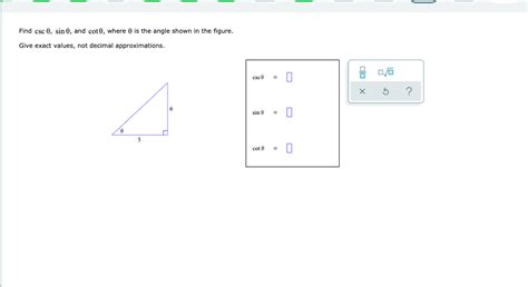 Solved Find Csc 0 Sin 0 And Cot0 Where 0 Is The Angle Chegg