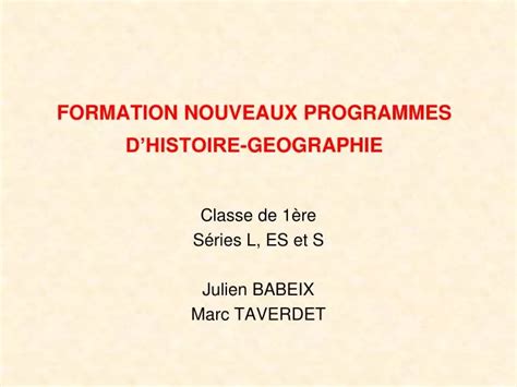 Ppt Formation Nouveaux Programmes Dhistoire Geographie Powerpoint