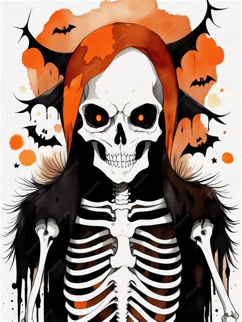 Premium Photo | Funny Creepy Halloween Skeleton Painting