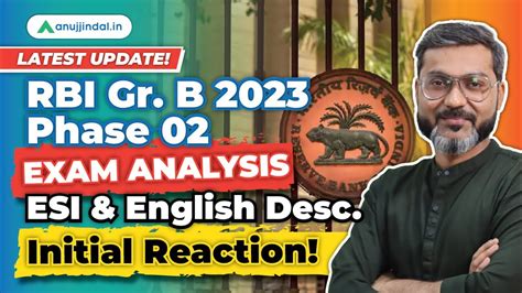 RBI Grade B Phase 2 Analysis 2023 ESI And English Descriptive RBI