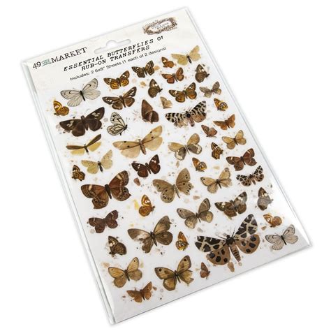 49 And Market Essential Rub Ons 6X8 2 Sheets Butterflies 01 752505137520