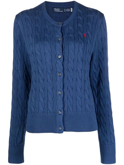 Polo Ralph Lauren Cardigan Con Ricamo Blu Farfetch It