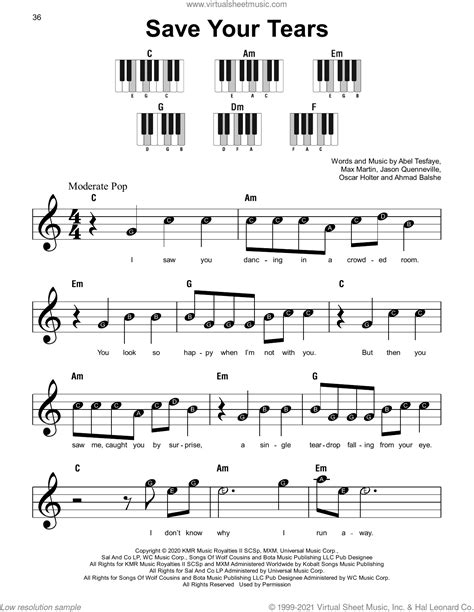 Save Your Tears Beginner Sheet Music For Piano Solo Pdf