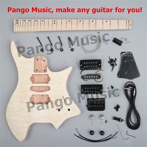 Pango Music Headless Diy Electric Guitar Kit With Quilted Maple Veneer Zqn 013 Guitar And