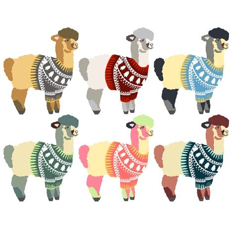 Alpacas Wearing Sweaters Clip Art Clipart Alpacas Alpaca Etsy Uk