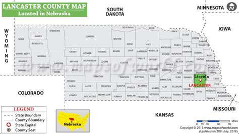 Lancaster County Map, Nebraska