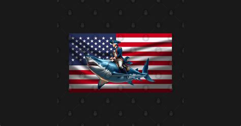 George Washington Riding A Shark American Flag Th Of July George