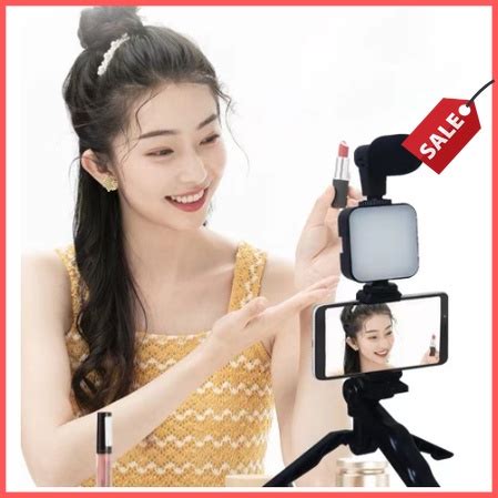 Jual VLOGGING KIT AY 49 VIDEO MAKING KIT AY 49 ADA MIKROFON LAMPU