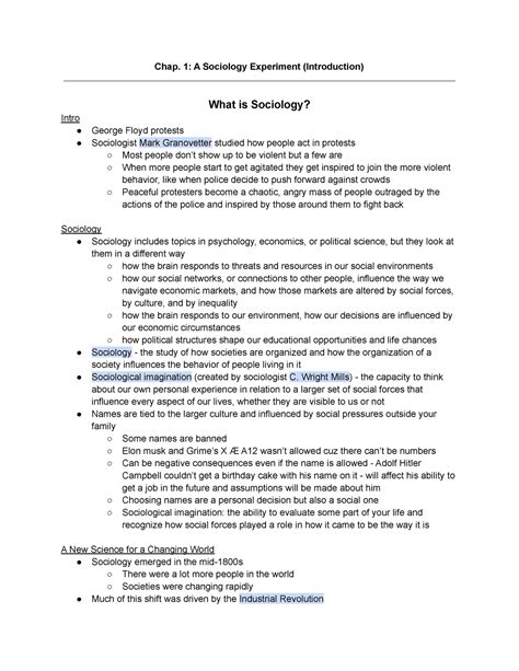 Chapter Notes A Sociology Experiment Introduction Chap A