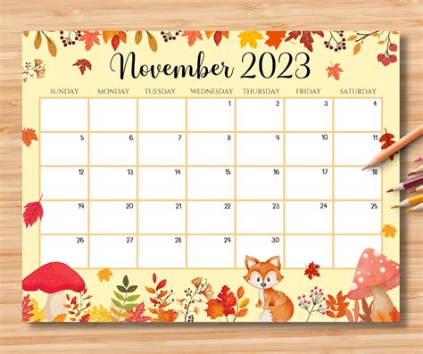 Fall Themed Calendar - prntbl.concejomunicipaldechinu.gov.co