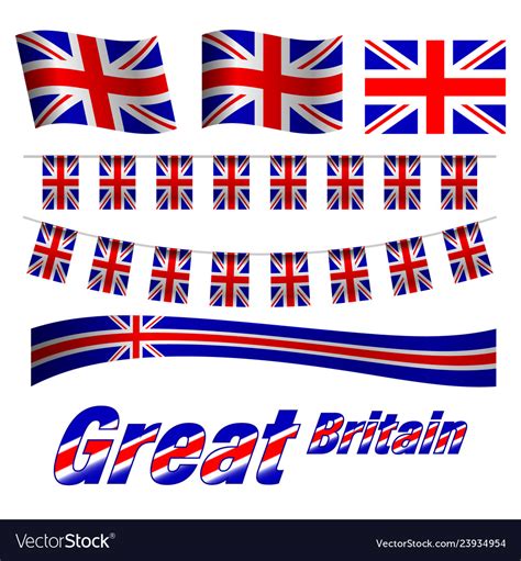 Great Britain Flags Set Royalty Free Vector Image