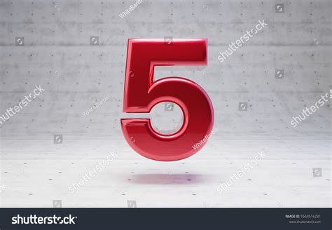 Red Number 5 Metallic Red Color Stock Illustration 1654516231