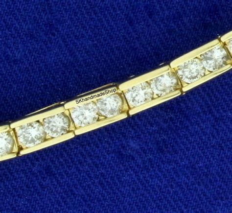 Round Moissanite Tennis Bracelet 14k Solid Gold Bracelet Etsy