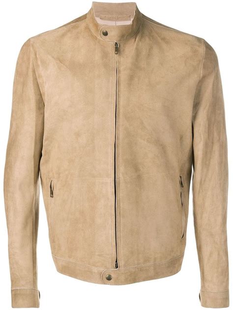 Salvatore Santoro Band Collar Zipped Jacket Neutrals