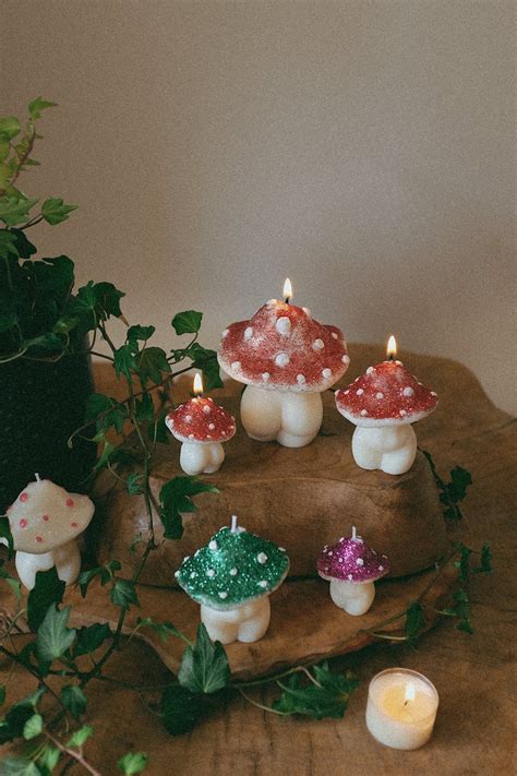 Mushroom Candle Glittery Goddess Mushroom Candles Etsy