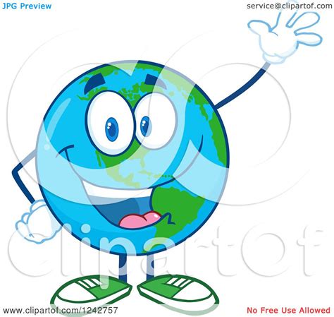 Clipart Of A Happy Smiling Earth Globe Character Waving Royalty Free