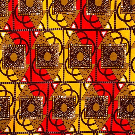 An Abstract Pattern With Circles And Squares On Red Yellow And Orange