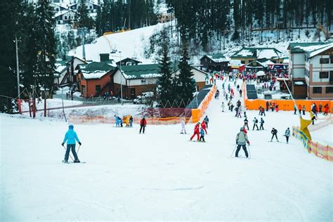 Premium Photo Bukovel Ukraine December 9 2018 People Skiing From