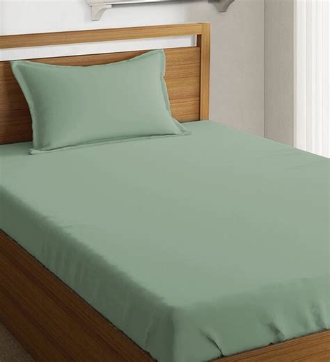 Buy Plain Collection Cotton 400 Tc Single Bed Fitted Sheet With 1